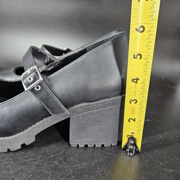 SODA Shoes Womens Size 8 Black Mary Jane Chunky Block Heel Lug Sole Platform - Picture 12 of 14